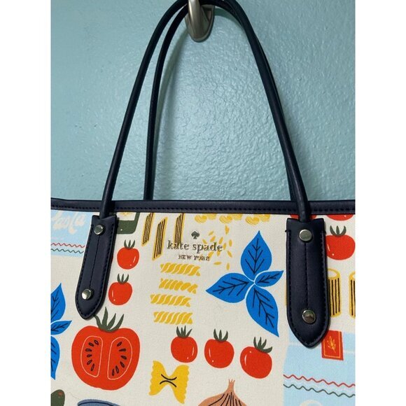Kate Spade Pasta Mangia Italy Italian Tote Bag Rare Hard to Find - Picture 3 of 10